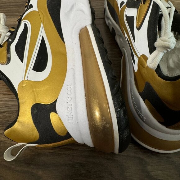 Nike Air Max 270 React White Metallic Gold Black CW7298-100 Men’s Size 10 NEW - Picture 4 of 9